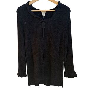 Y2K Sigrid Olsen Sport Women's Black Sweater Sz M 3/4 Sleeve Minimalist New‎